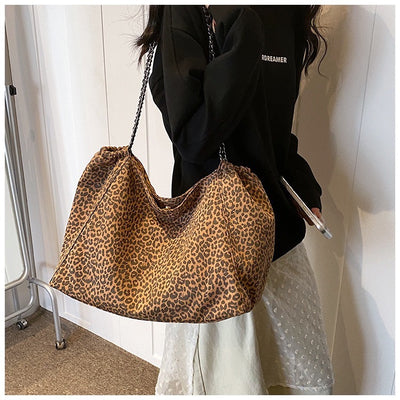 Animal Print Shopper Chain Tote Bag