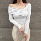 Korean Way Overlpped Off Shoulder Top