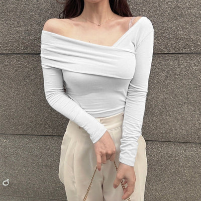 Korean Way Overlpped Off Shoulder Top