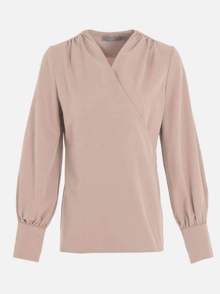 Overlap Bishop Sleeve Blouse