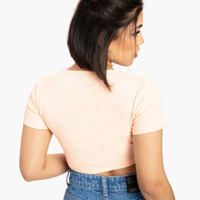 Peach Corset Curve Hem Crop Top