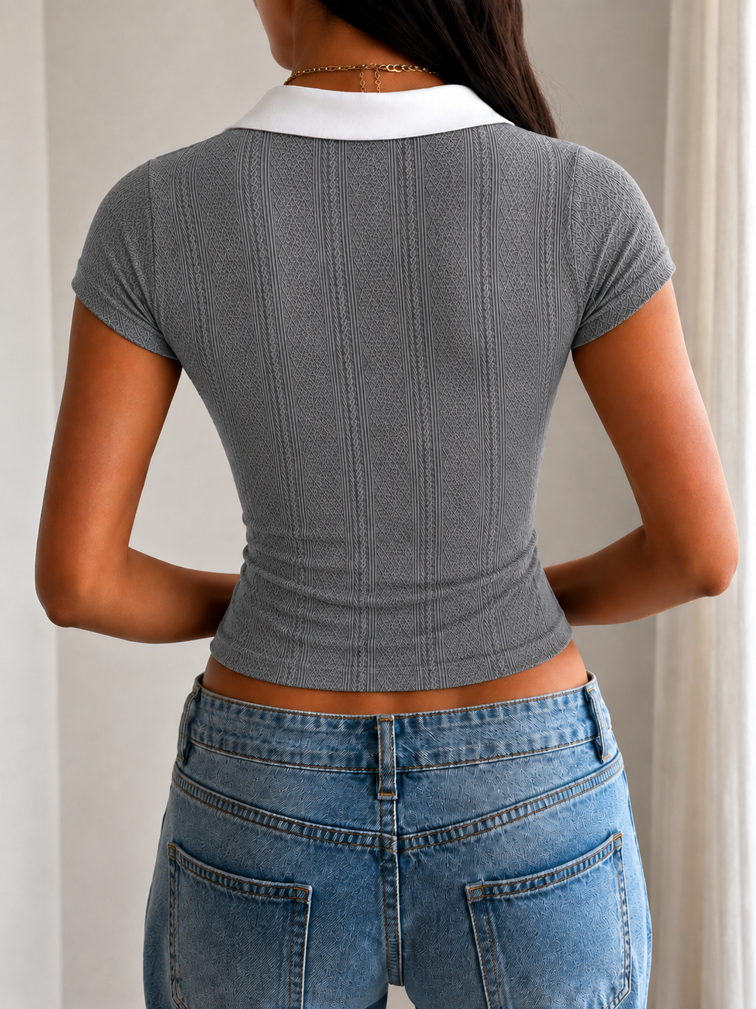 Layer Up Shirt-Detail Knit Top