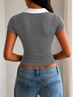 Layer Up Shirt-Detail Knit Top
