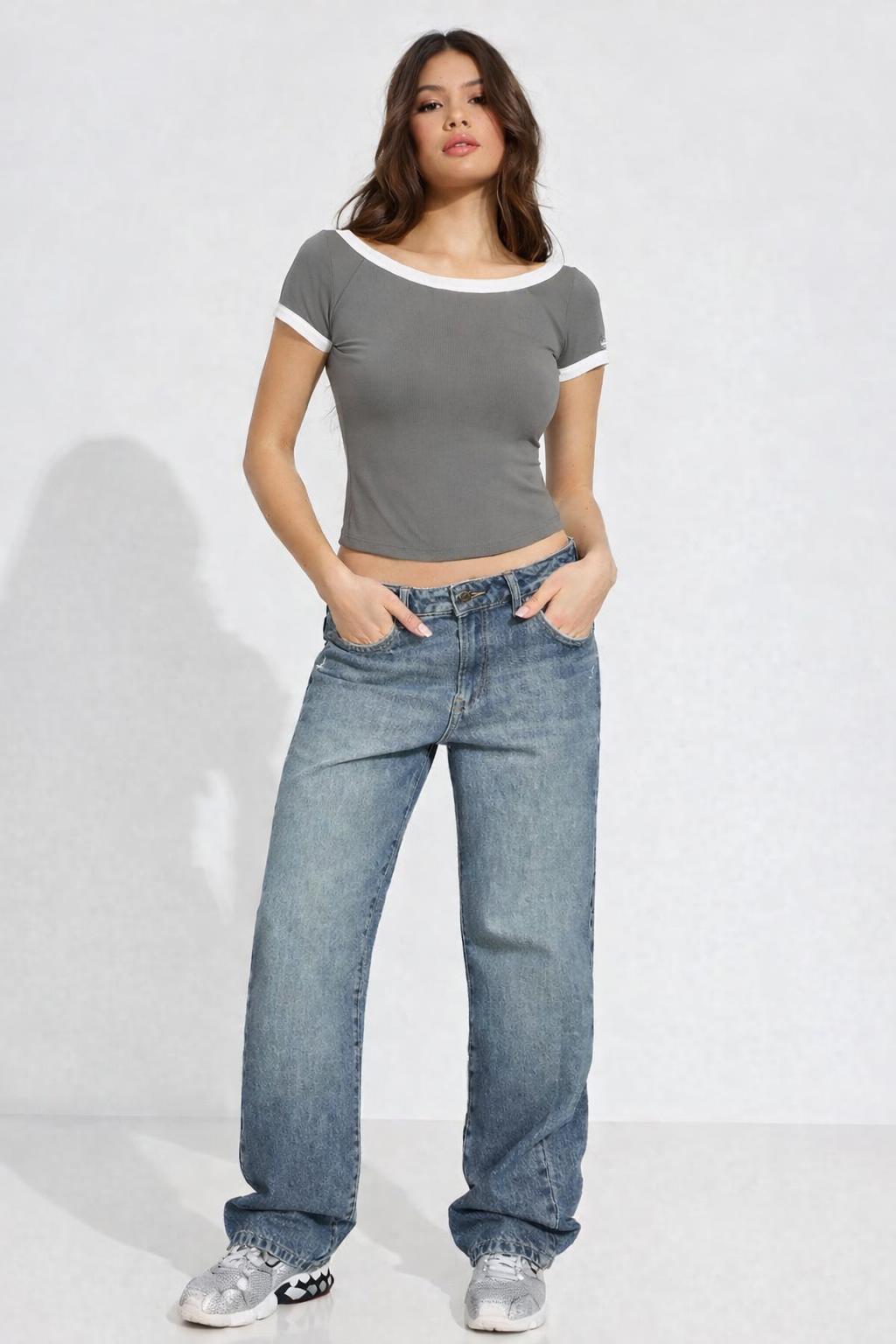 Contrast Soft Touch Scoop Neck Tee
