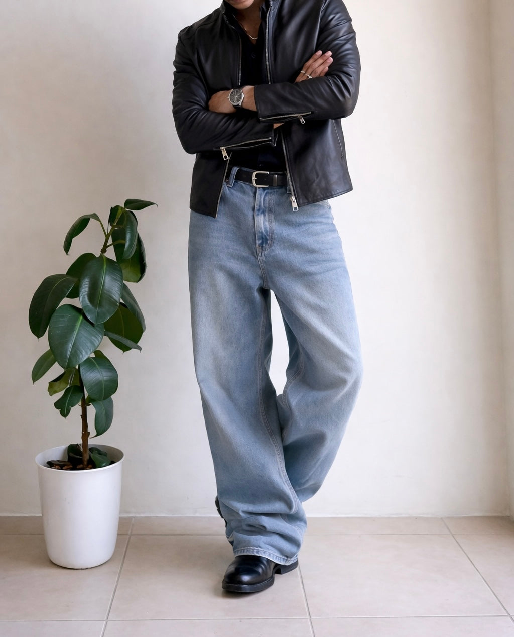 Classic Wash Blue Baggy Fit Jeans