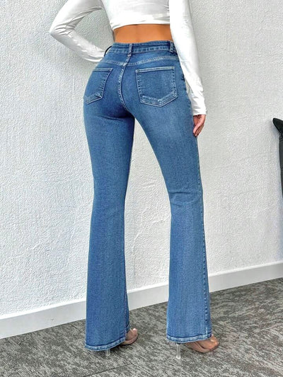 Blue Slim Fit Flared Bottom Jeans