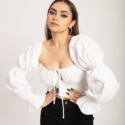 Ballon Sleeve Corset Top