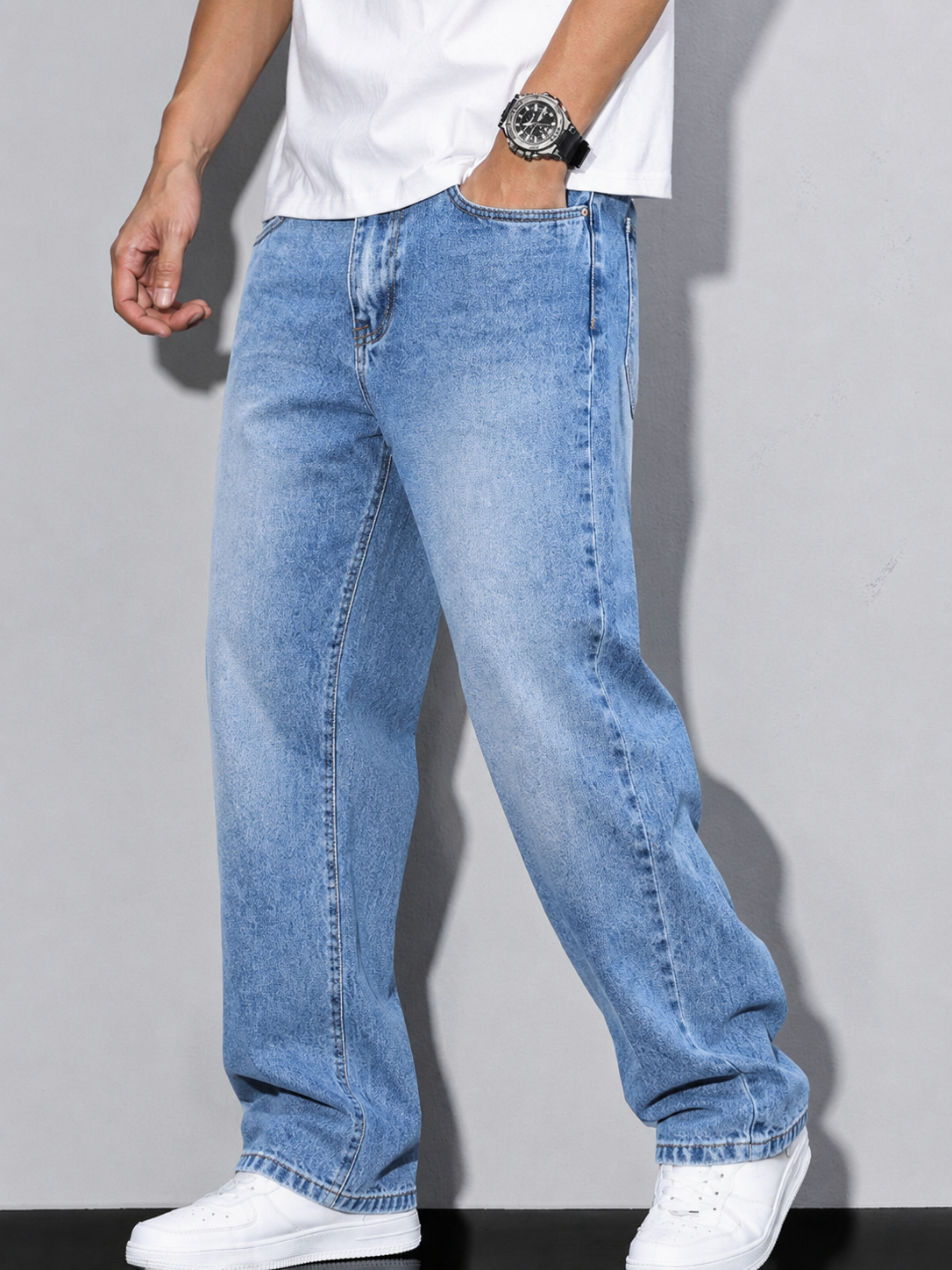 Steel Blue Straight Fit Jeans