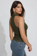 Collared Pin Up Vest Top