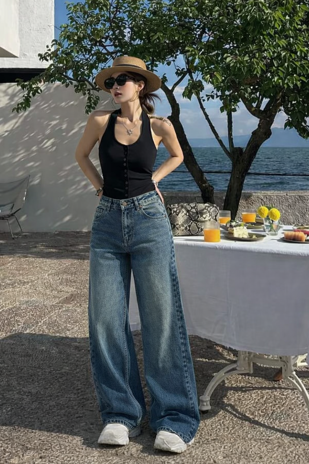 Rust Dusk Fade Wide Leg Jeans
