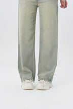 Fold Over Fade Straight Leg Jeans
