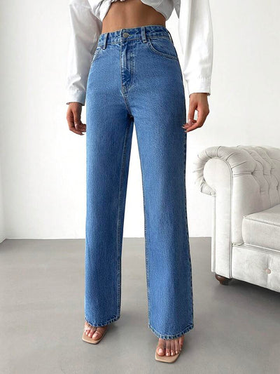 Wide Leg High Rise Jeans