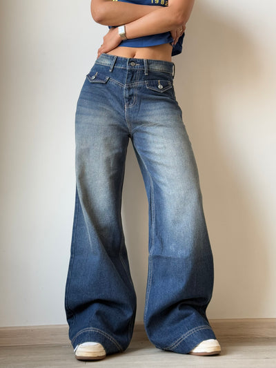 Y2k Old School Tinted Wash Baggy Wide leg Jeans