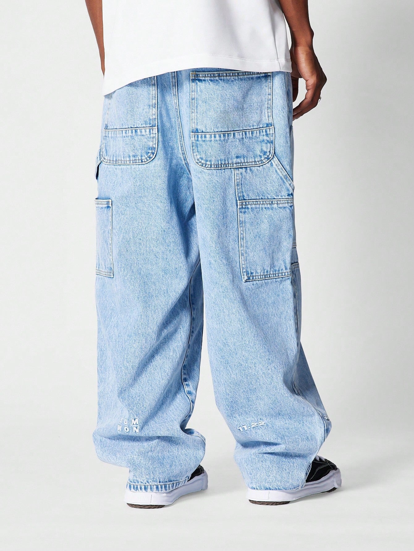 Blue Stone Wash Carpenter Baggy Jeans