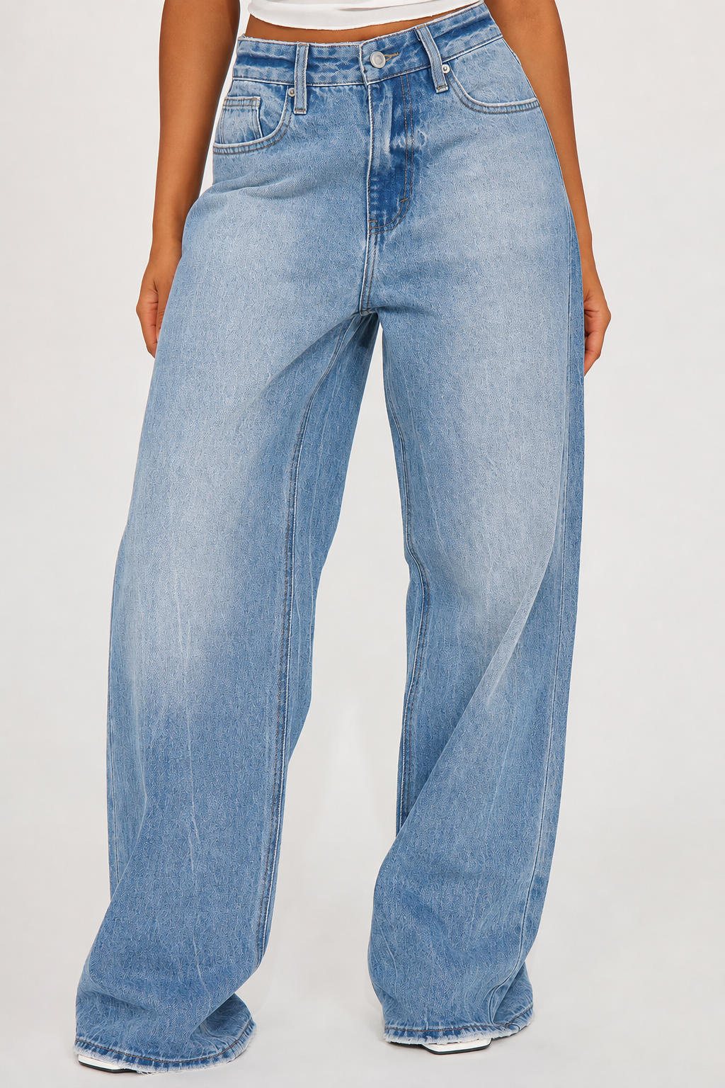 Cold Blue Fade Wide Leg Jeans