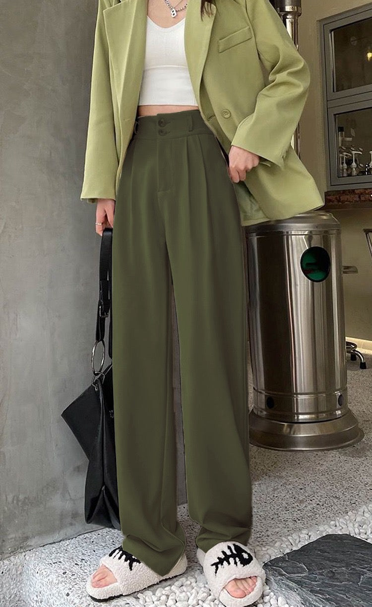 High Waisted Wide Leg Pants for Women, Straight Polyester, Loose Baggy  Trousers, Monochromatic, Spring and Autumn, Hot Sale, 3XL