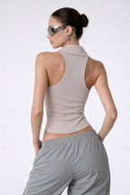 Collared Pin Up Vest Top