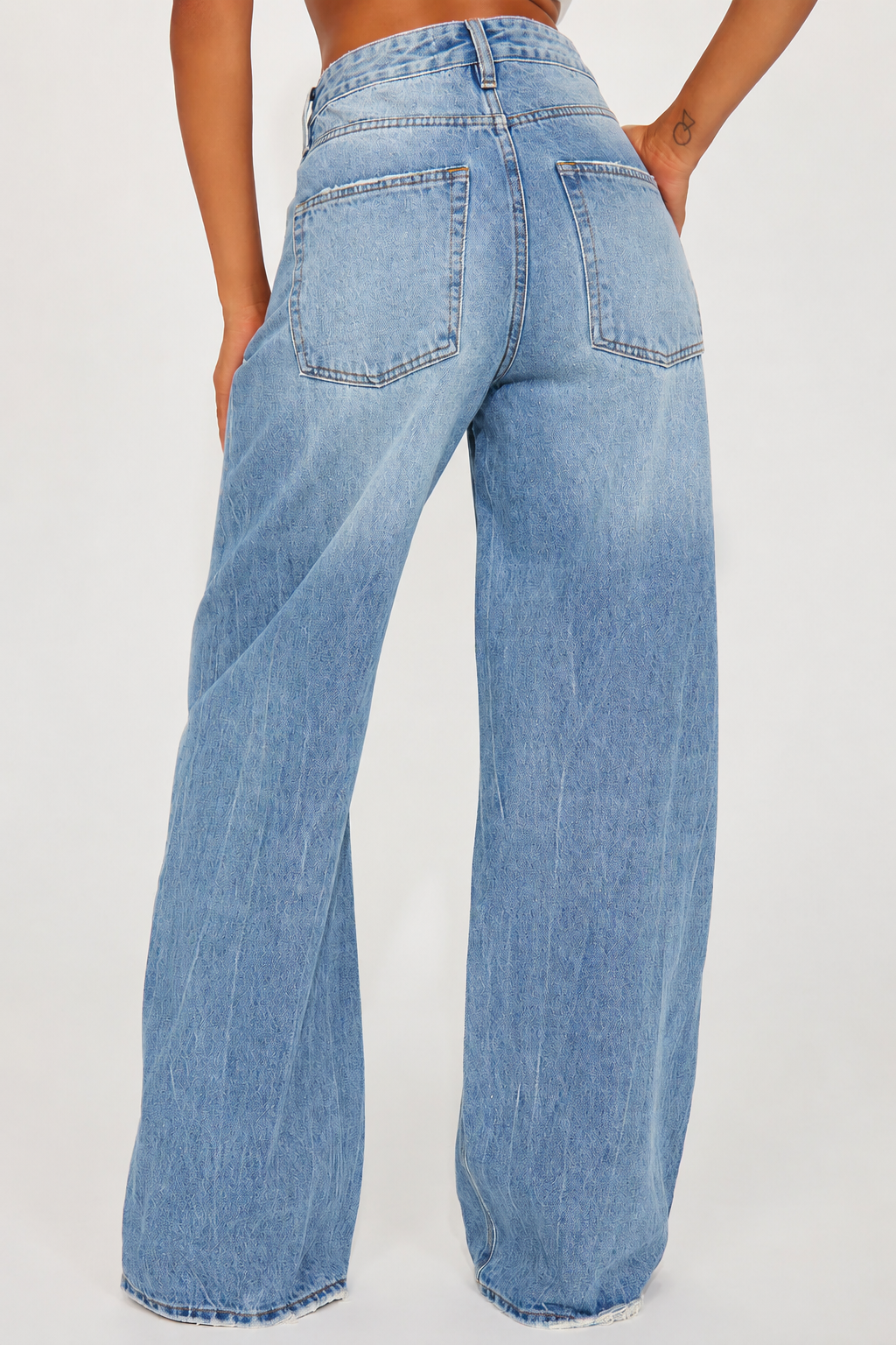 Cold Blue Fade Wide Leg Jeans