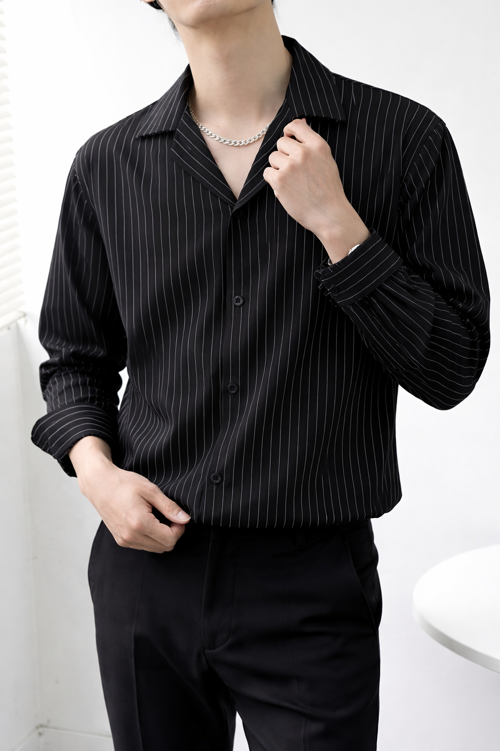 The Stripe Full Sleeves Korean Shirt