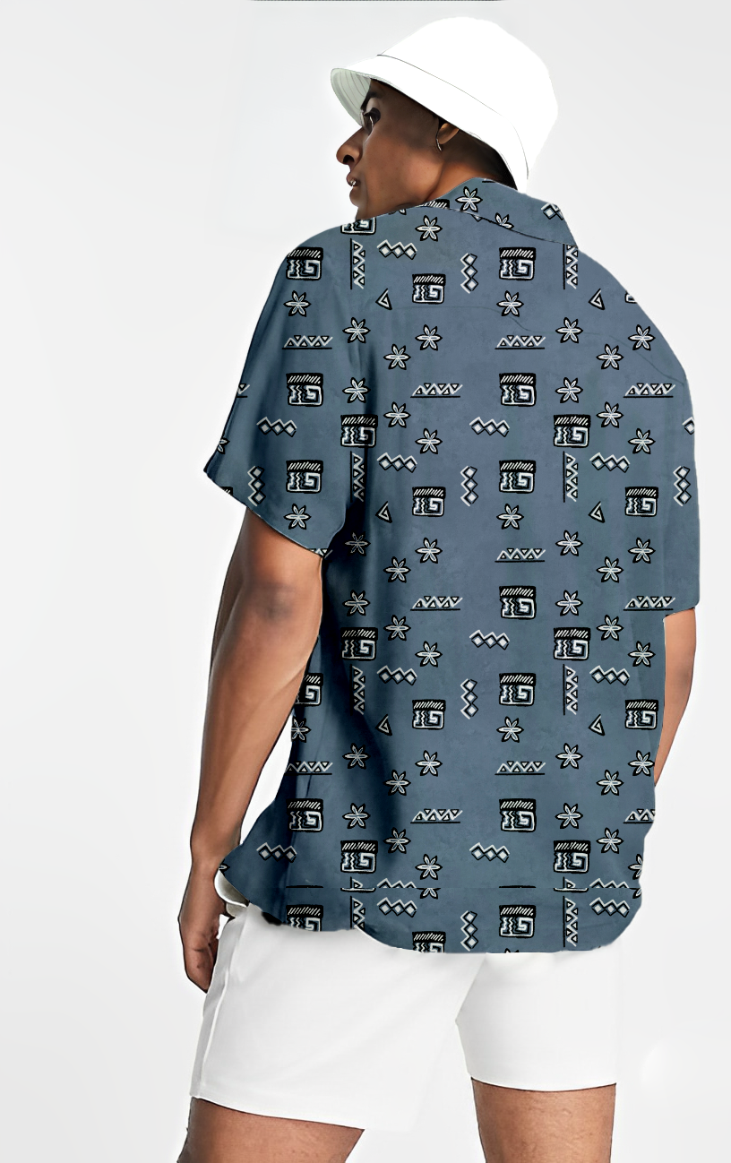 African culture print short sleeve shirt
