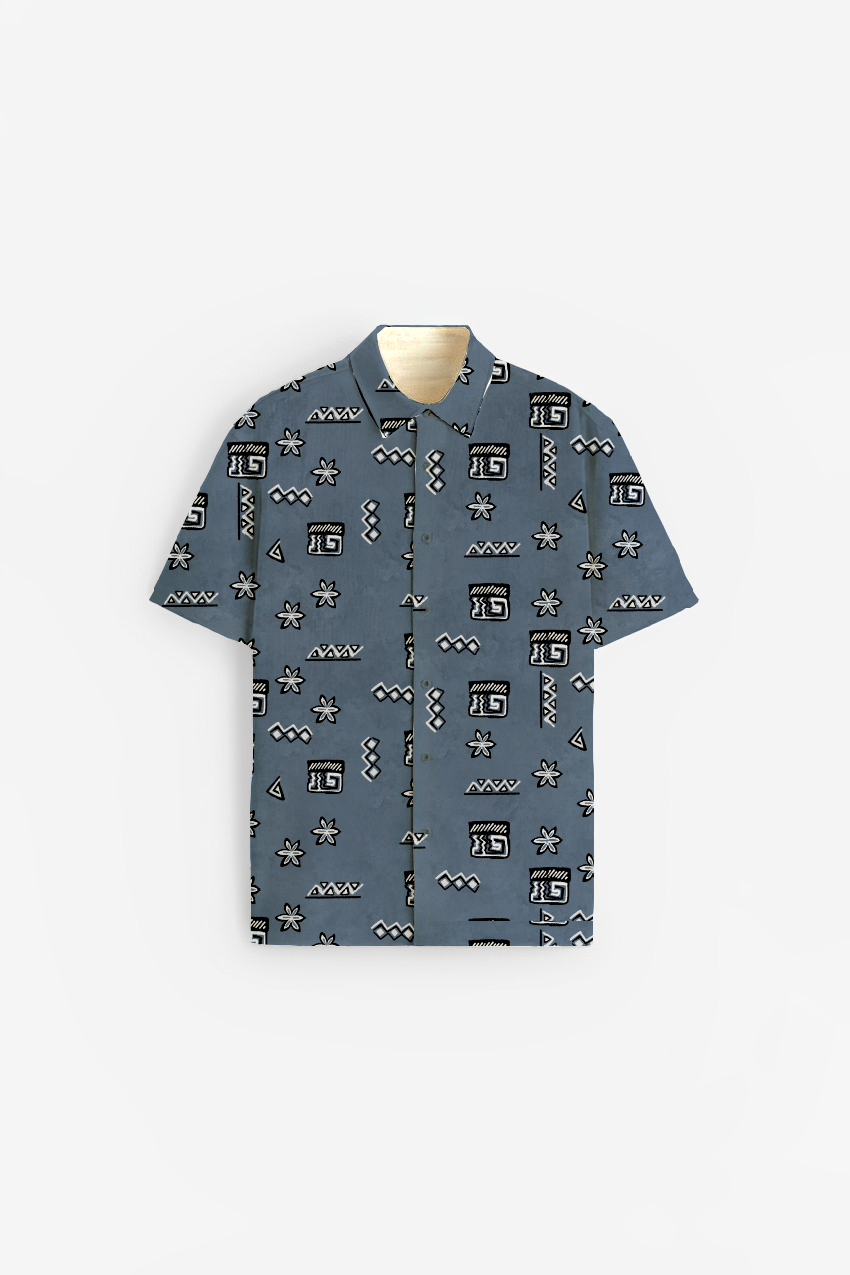 African culture print short sleeve shirt