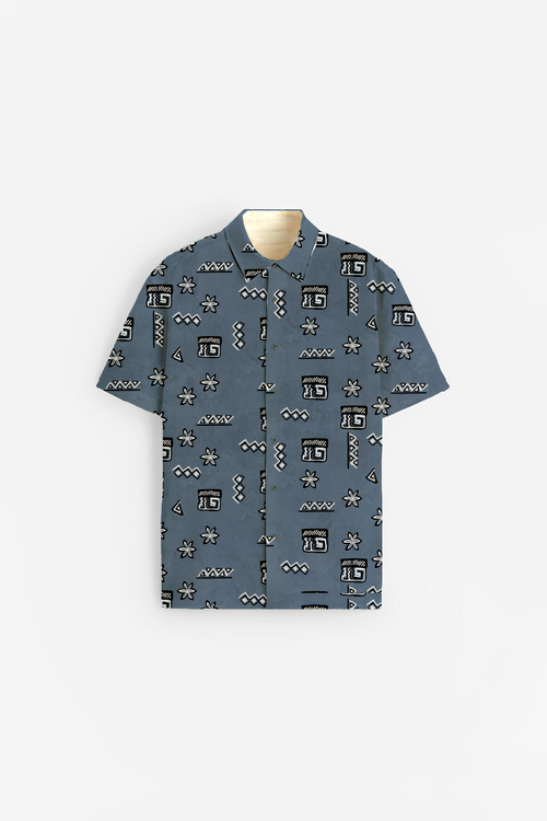 African culture print short sleeve shirt