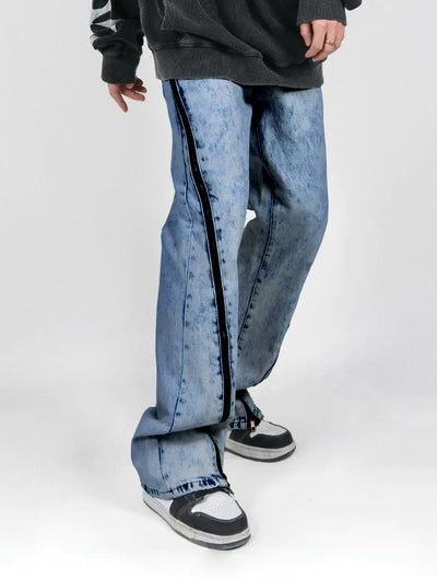 Zipper Acid Splash Wash Jeans