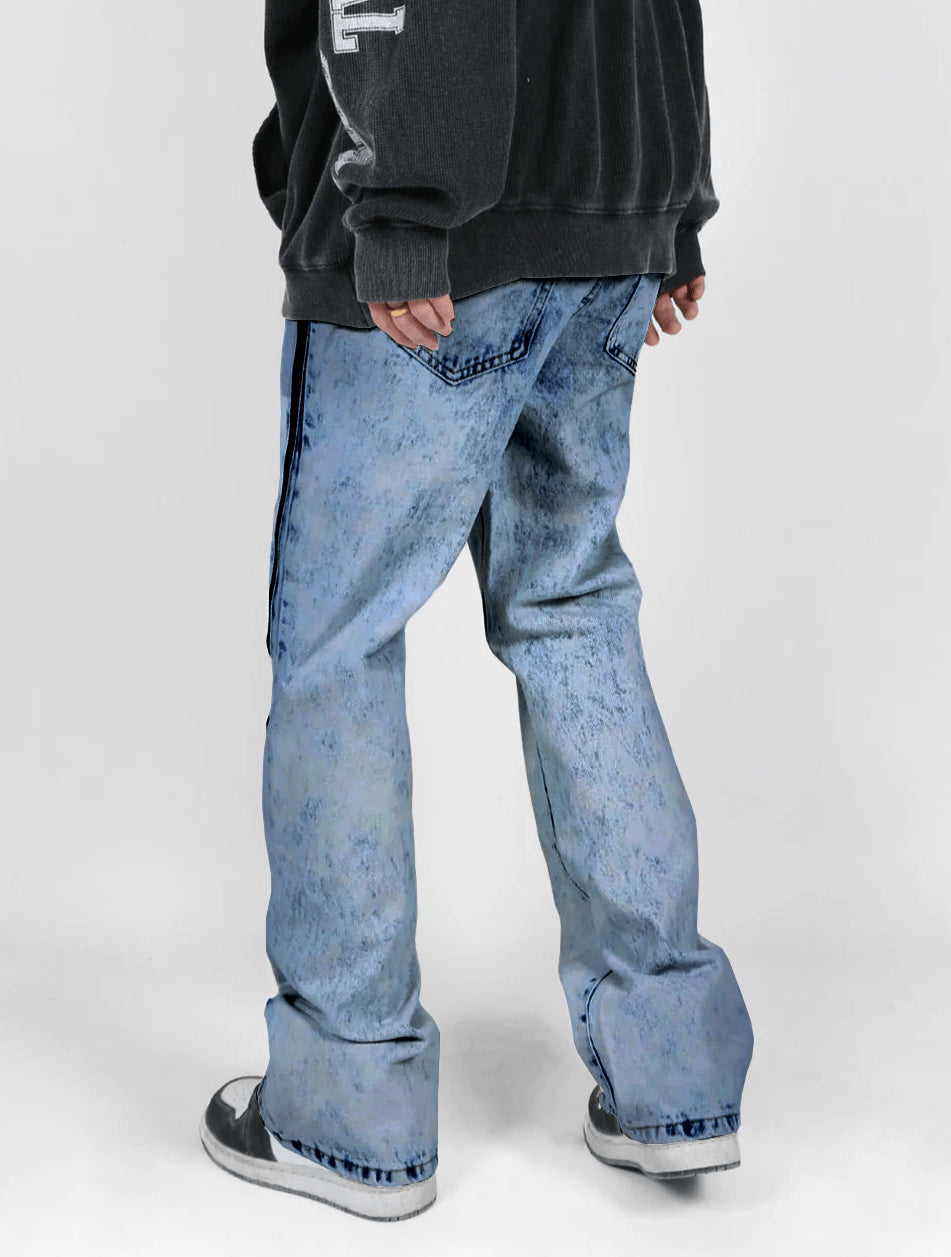 Zipper Acid Splash Wash Jeans