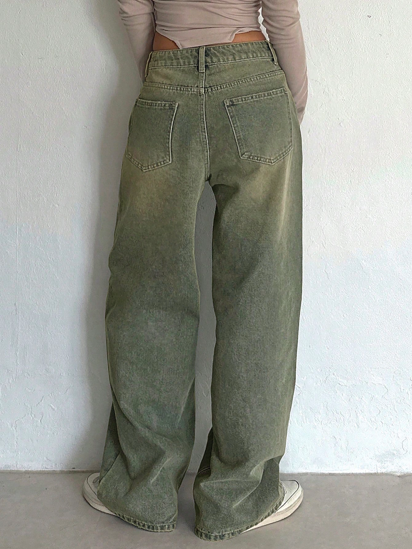 Rust Fade Baggy Wide Leg Jeans