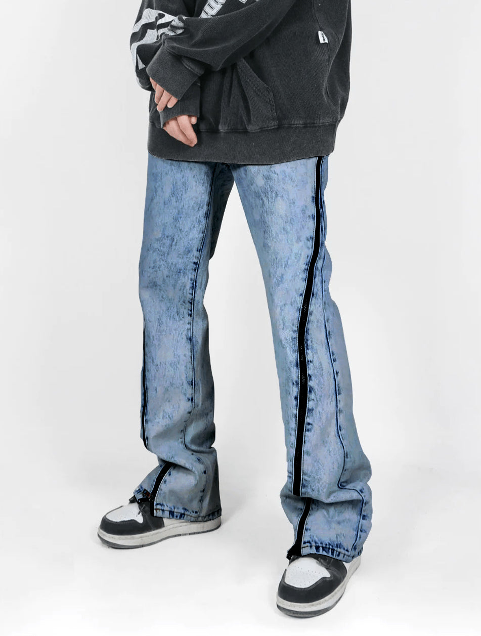 Zipper Acid Splash Wash Jeans