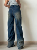 Sun-Burst Blue Wide Leg Jeans