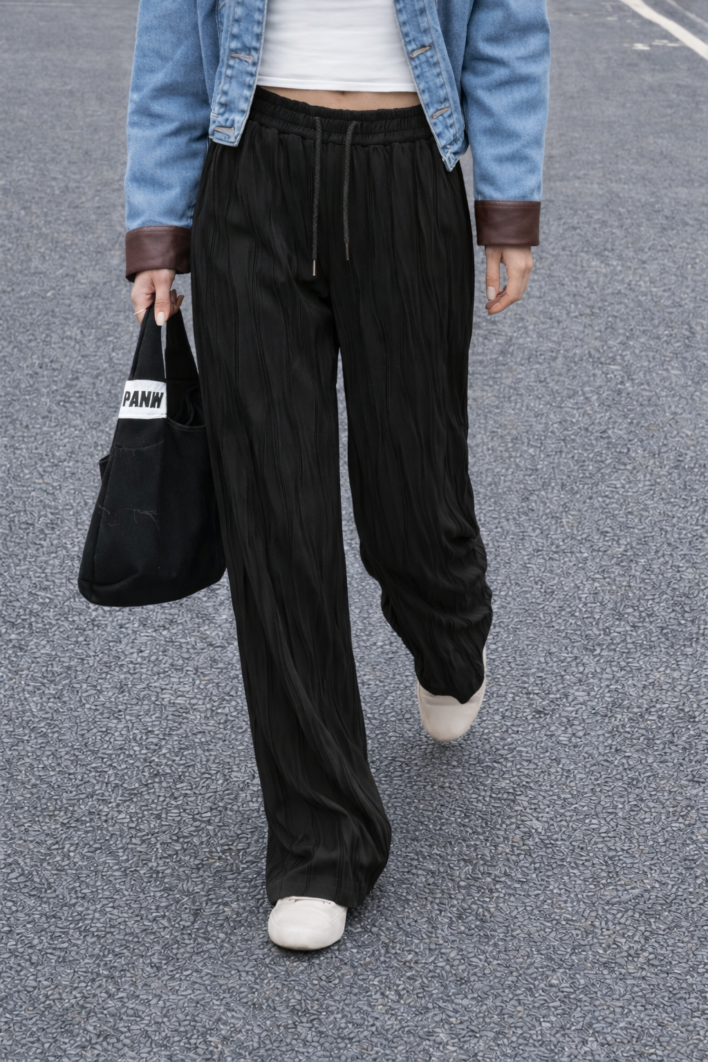 Surface Wave Texture Baggy Joggers