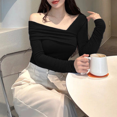 Korean Way Overlpped Off Shoulder Top