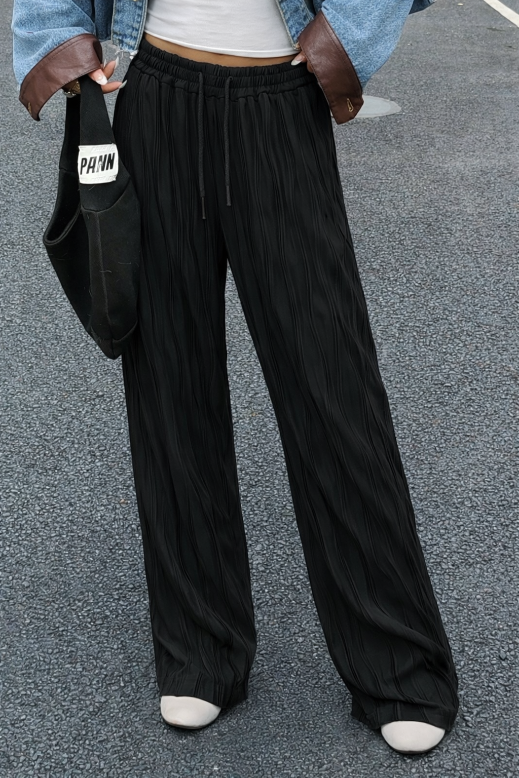 Surface Wave Texture Baggy Joggers