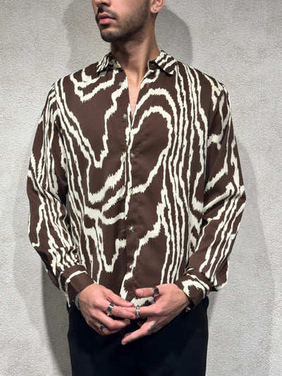 Brown Safari Print Full Sleeves Shirt