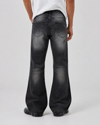 Black Shadow Flame Wash Flare Bootcut Jeans