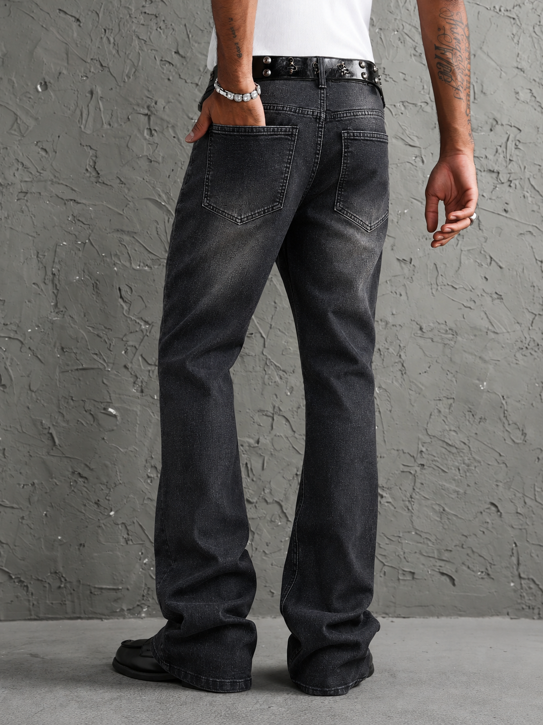 Royal Black Slim Bootcut Jeans