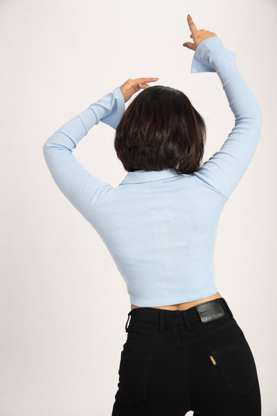 Baby Blue Corset Like Crop Top