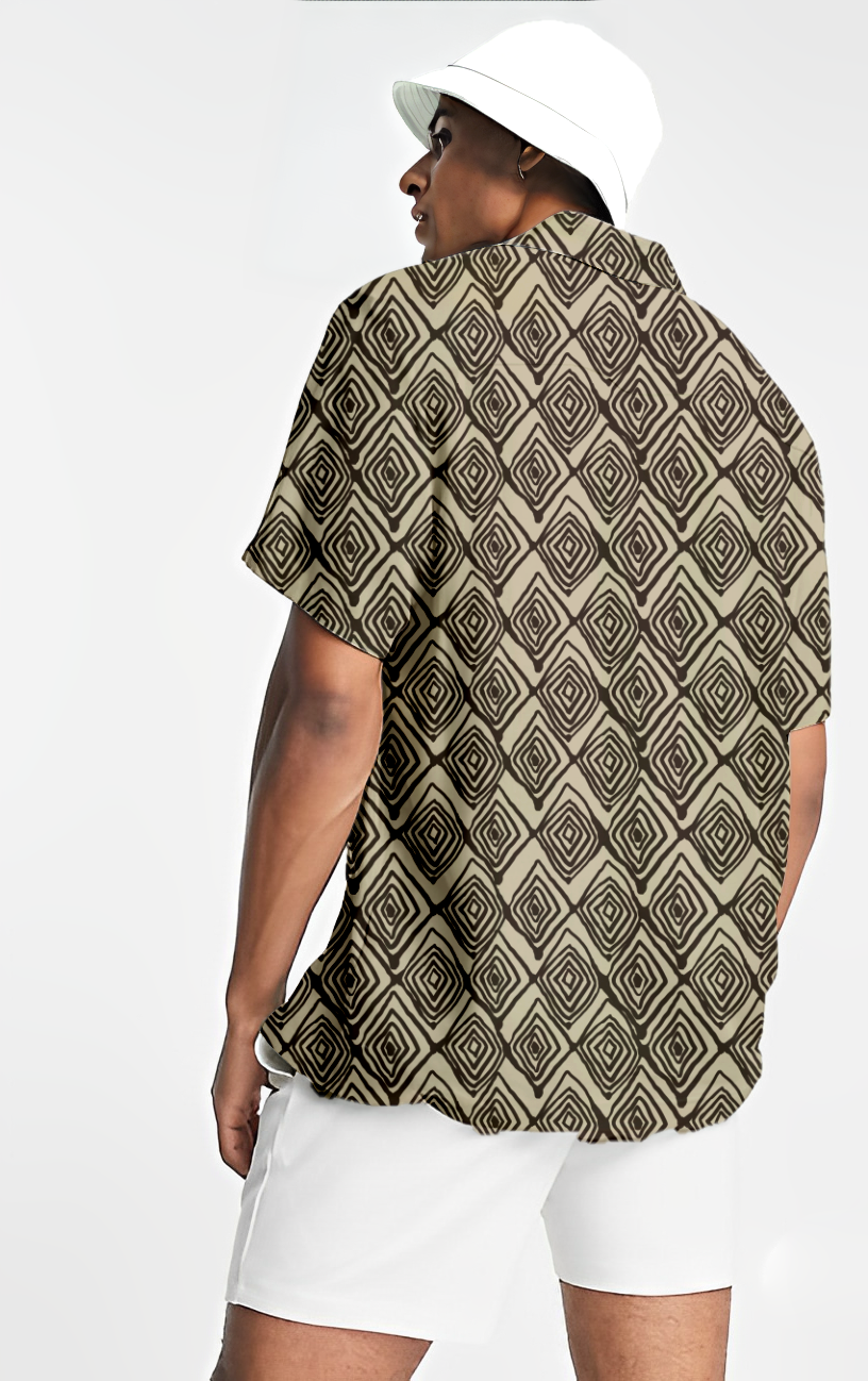 Brown Trillion print Short Sleeve Shirt