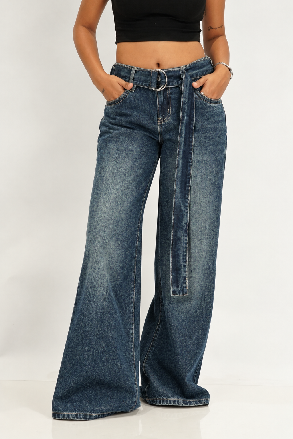 Knotty Belt Out Wide Leg Jeans