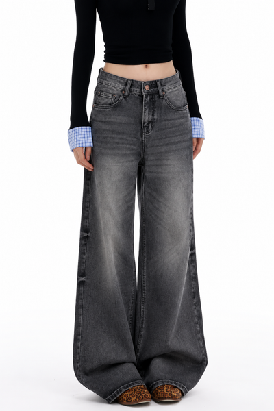 Burnt Frequency Wash Baggy Jeans