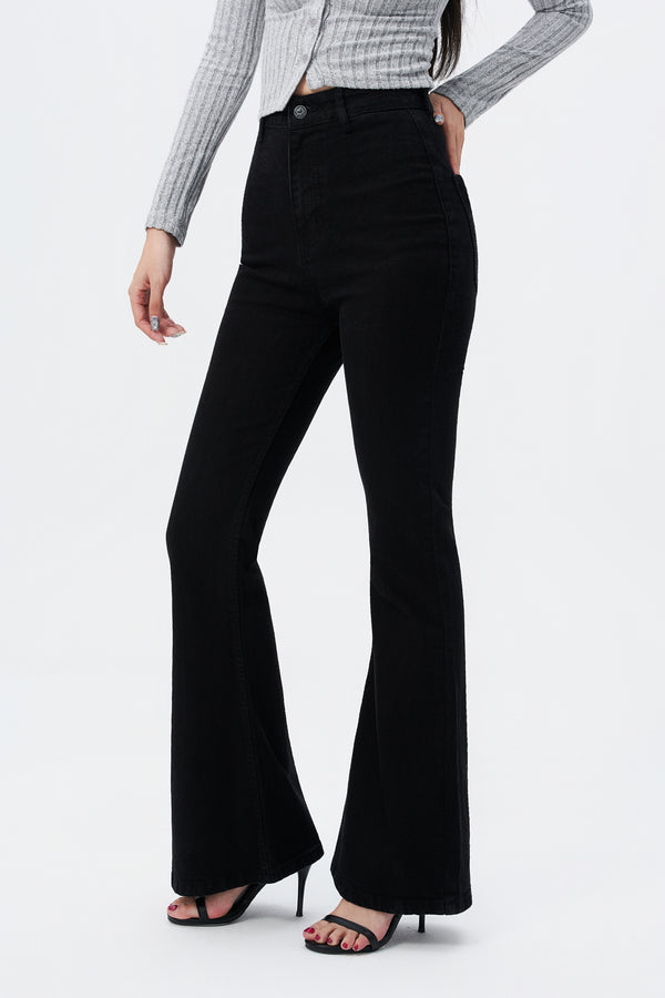 Black Ultra High Rise Flare Jeans