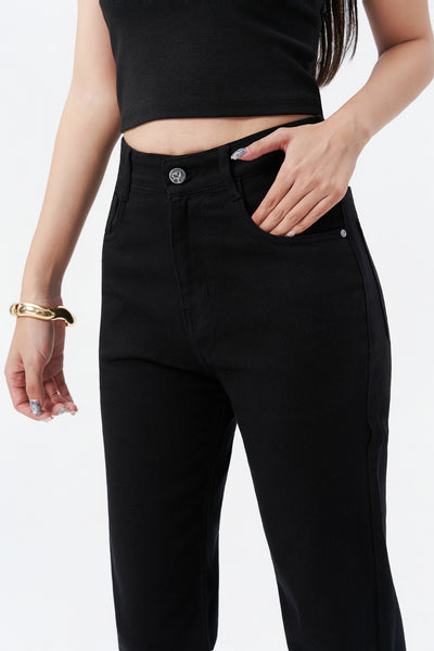 Blackish Super Rise Straight Leg Jeans