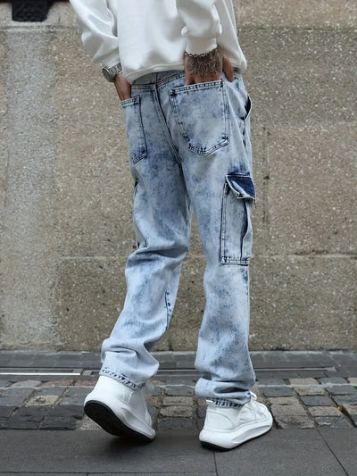 Blue Stone Faded Wash Cargo Jeans