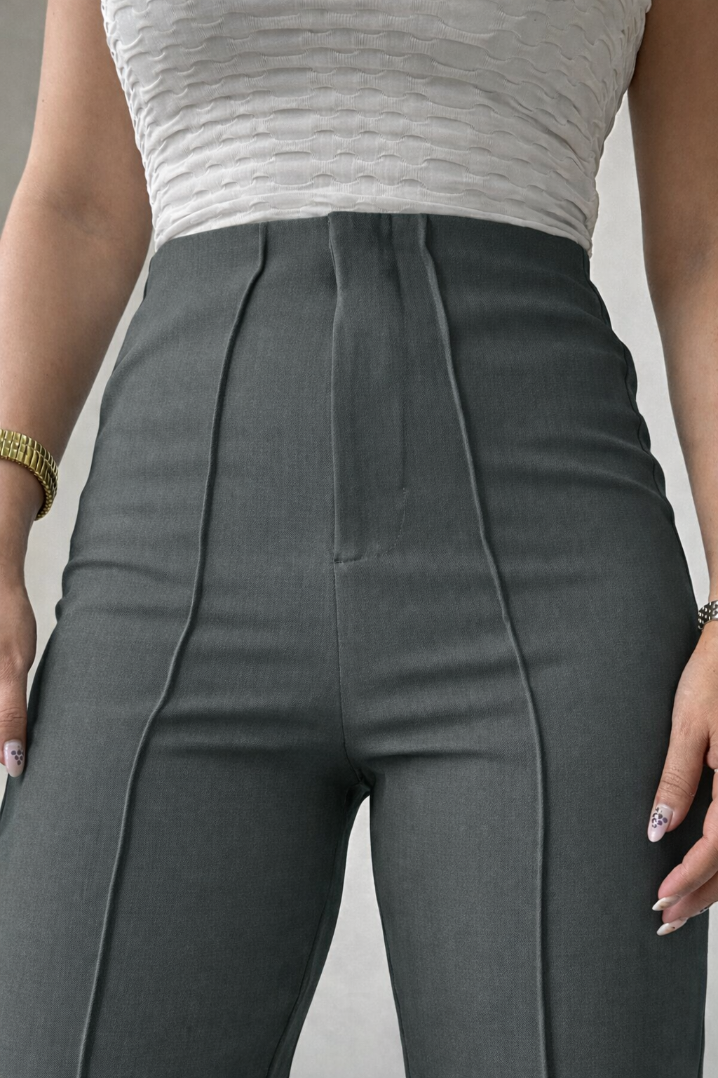 Polished Linen Flared Tailored Pants