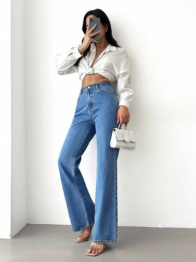 Wide Leg High Rise Jeans