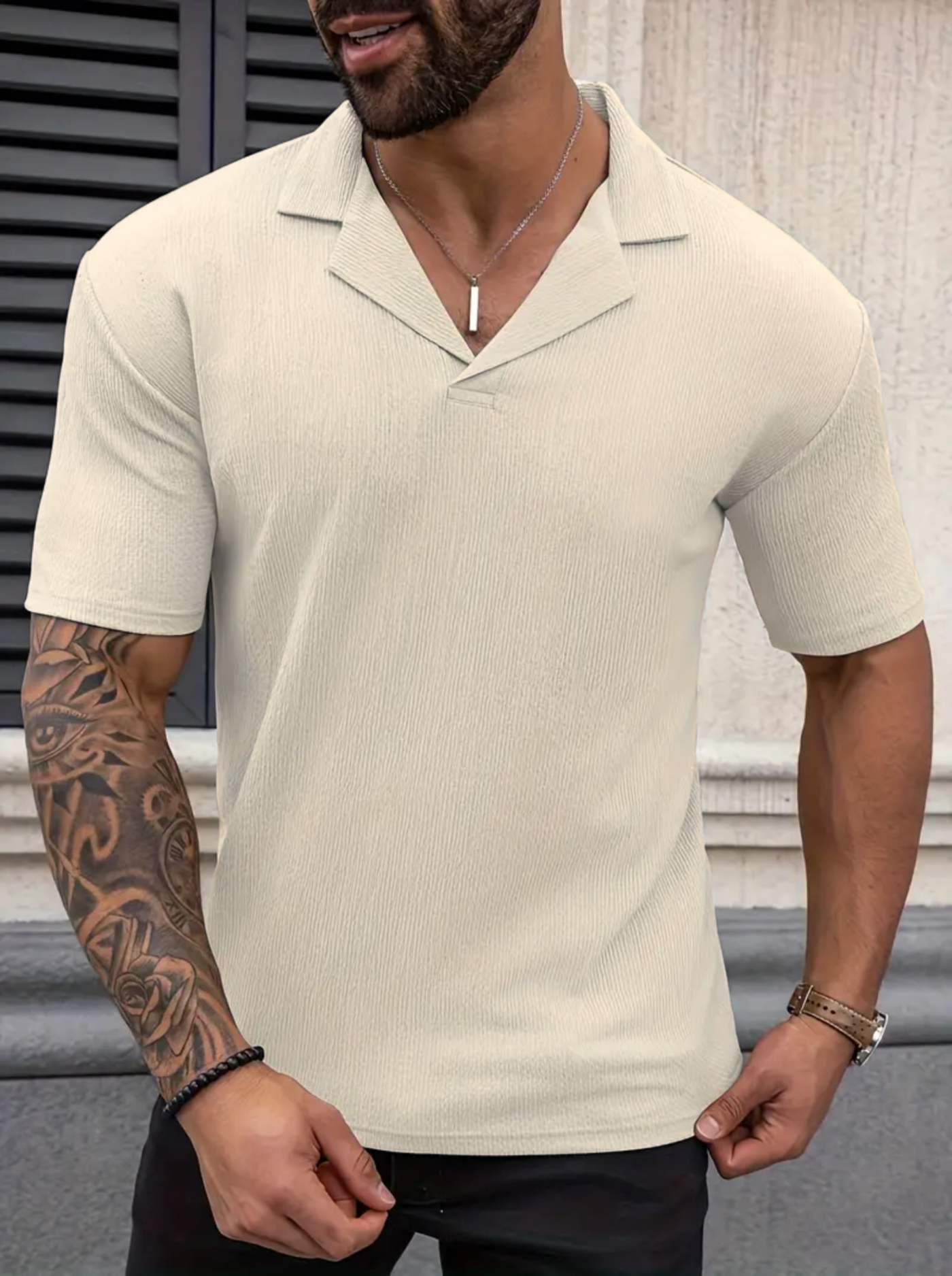 Chill Lapel Texture T- Shirt