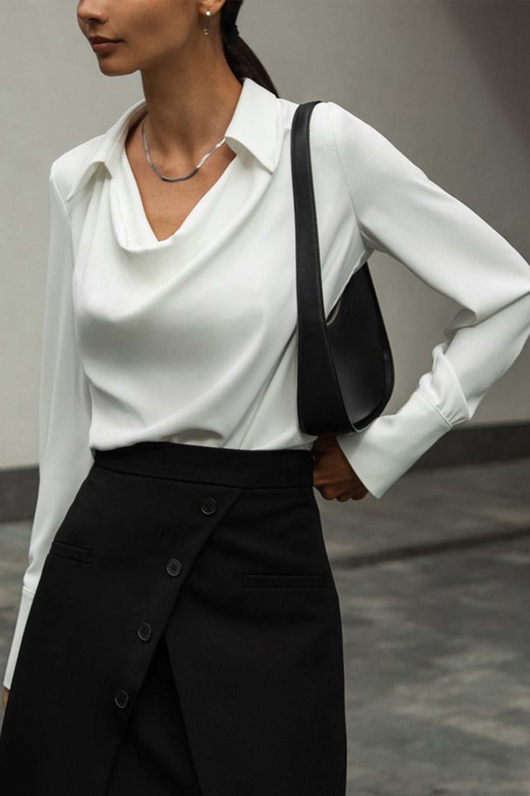 Cowl neck collared blouse