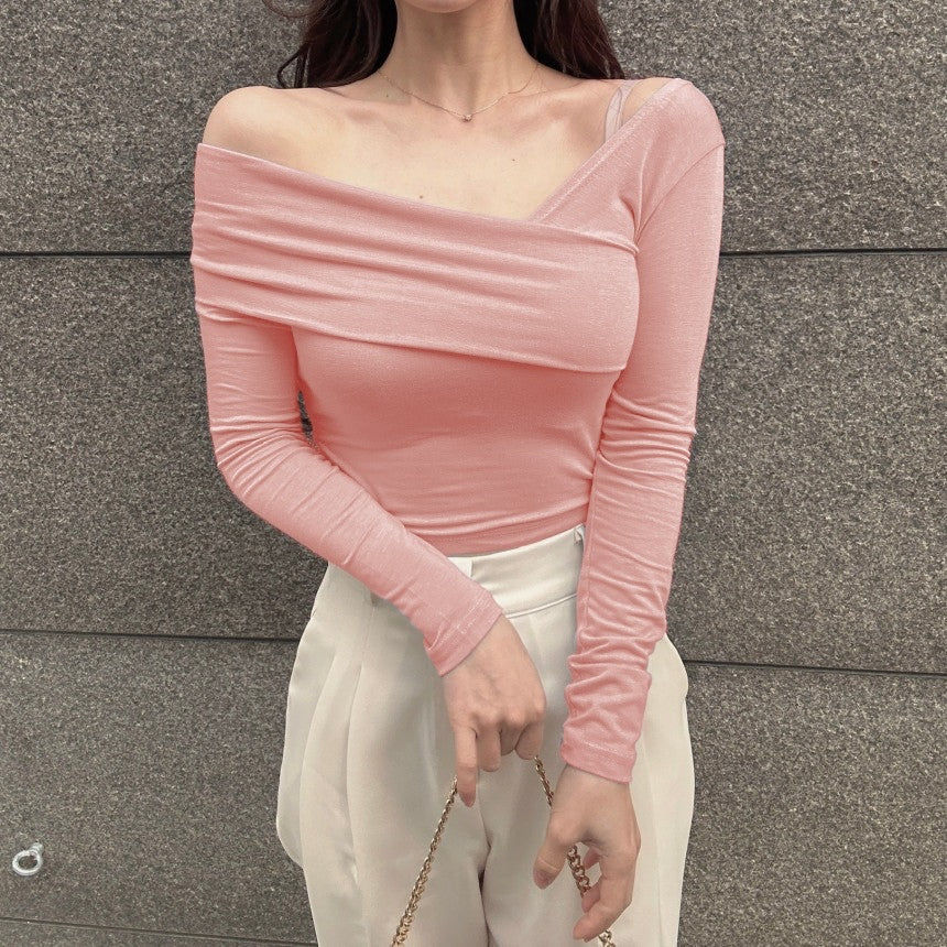 Korean Way Overlpped Off Shoulder Top