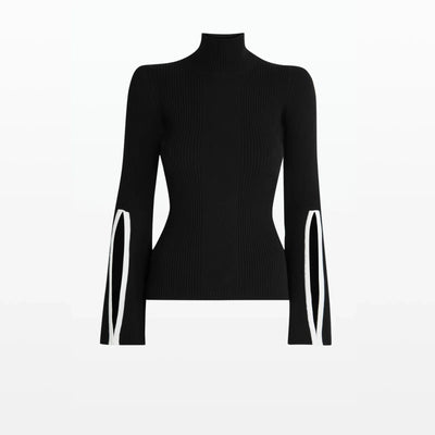 Hold My Hand Slit Bell Sleeve Rib Top